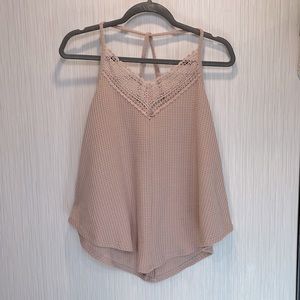 Blush pink waffle knit tank
